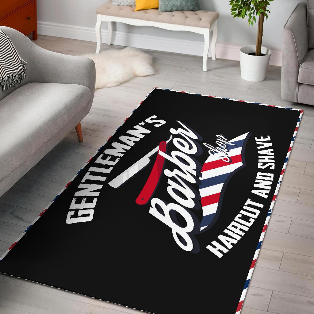 Barber rug barber floor mat gentlemans barber shop haircut and shave black full size