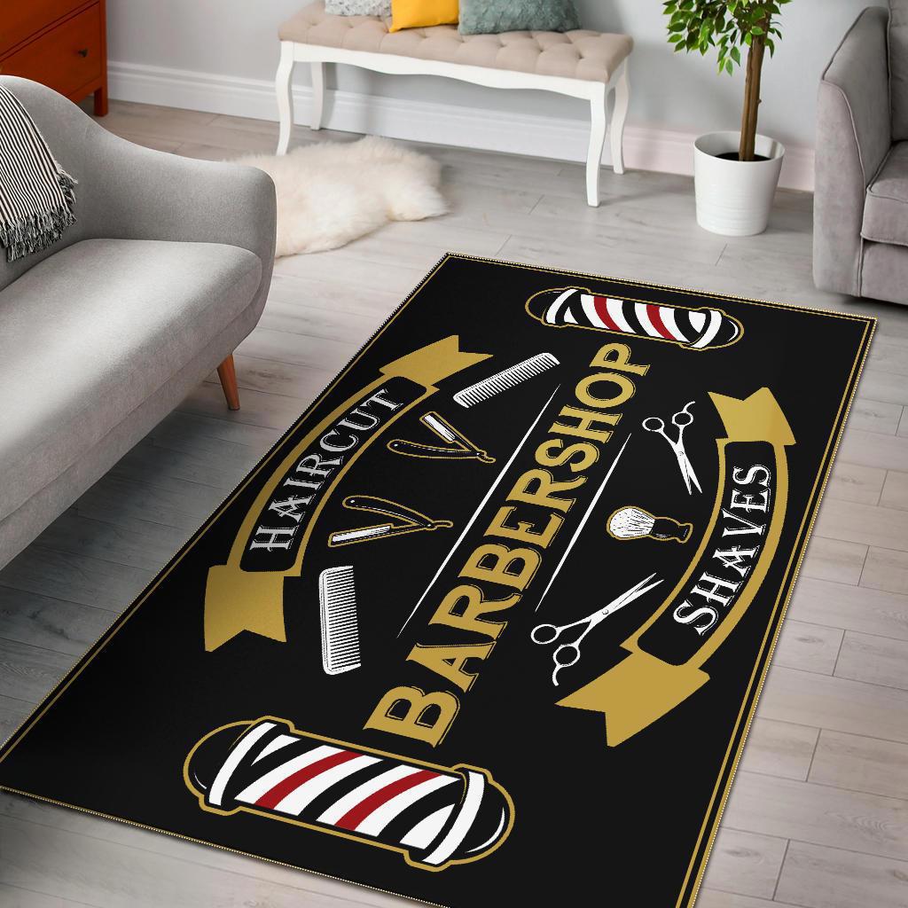 Barber rug barber shop haircut and shave black full size
