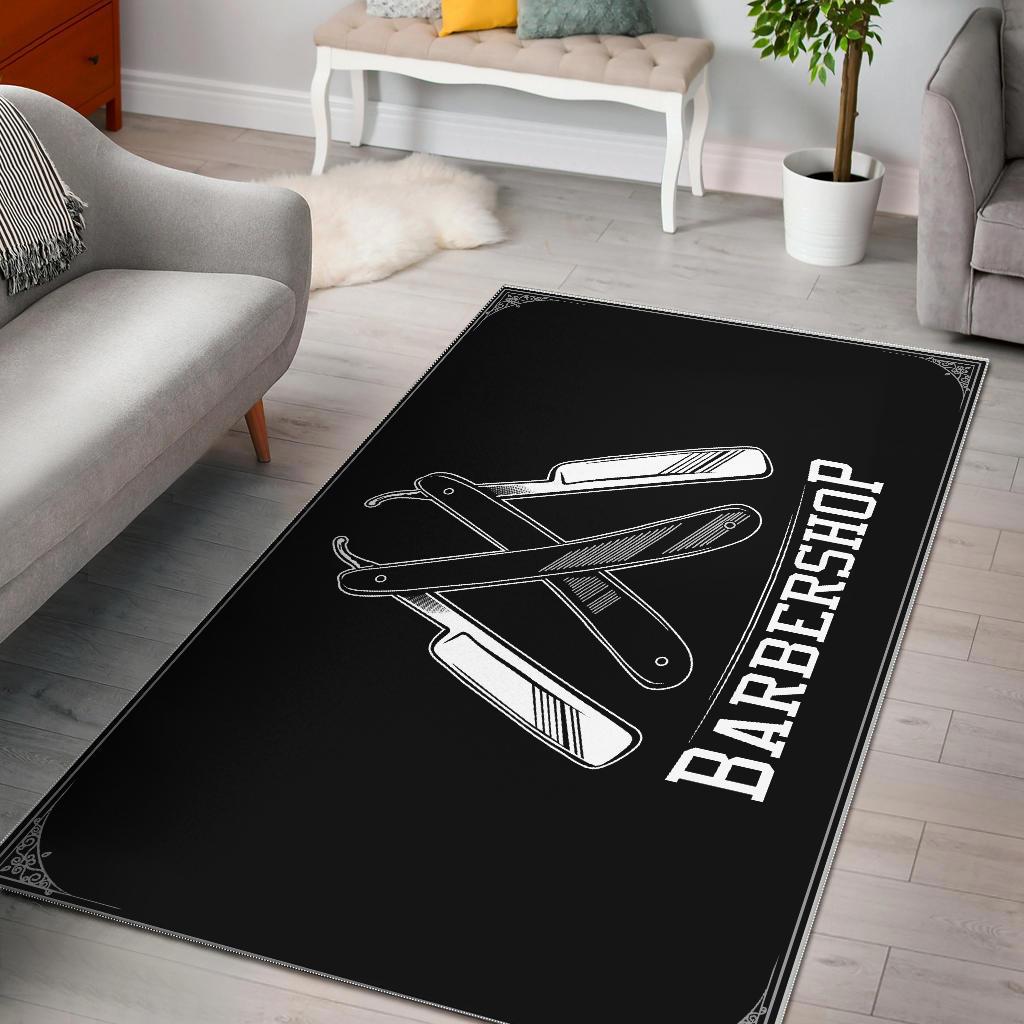 Barber rug barbershop razors black full size