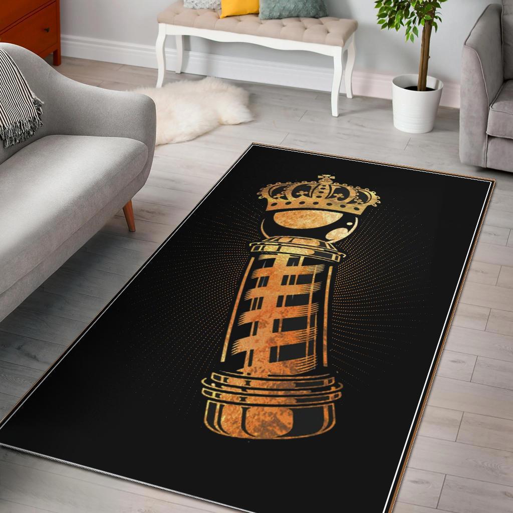 Barber rug gold king barber pole black full size