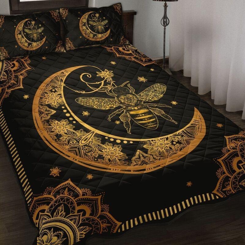 Bee mandala quilt bedding set