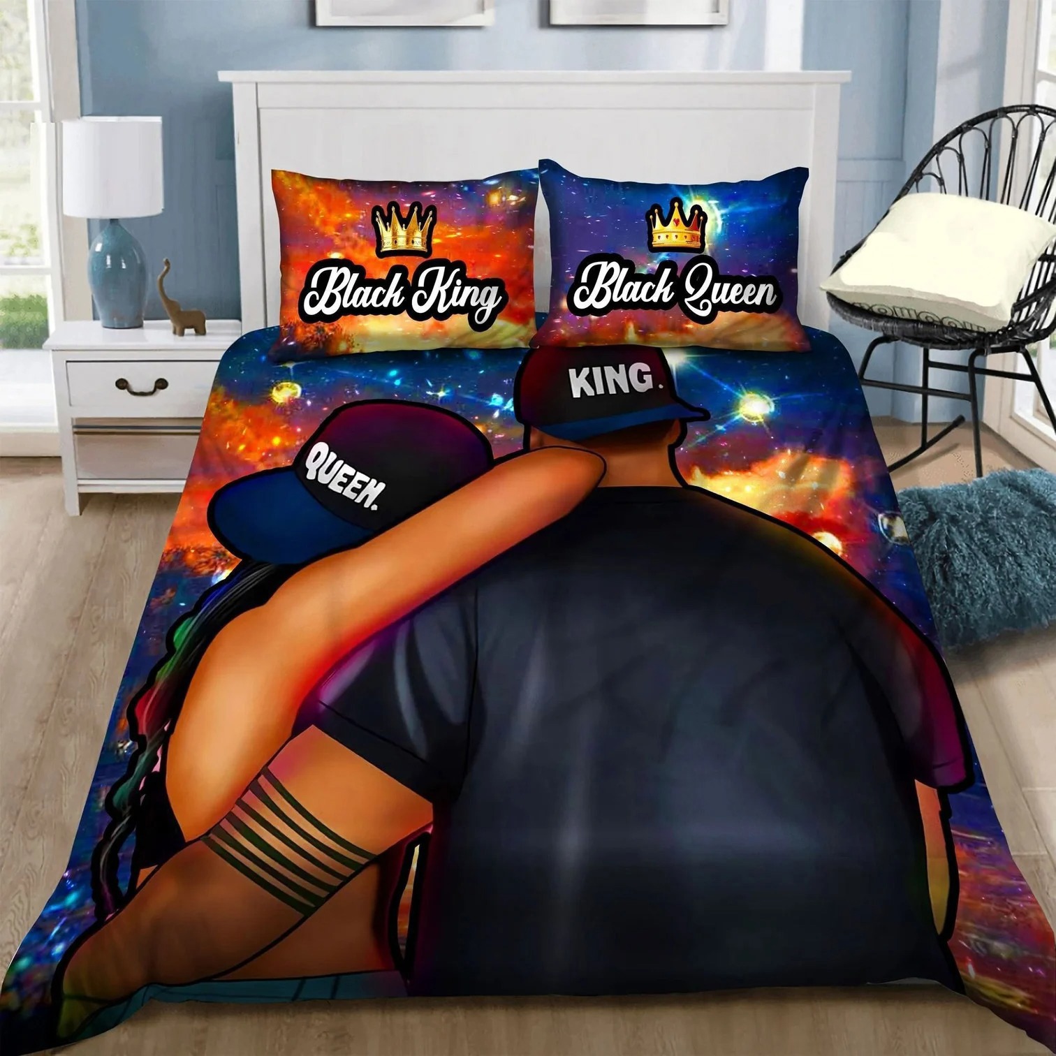 Black couple bedding set black king black queen bedding set