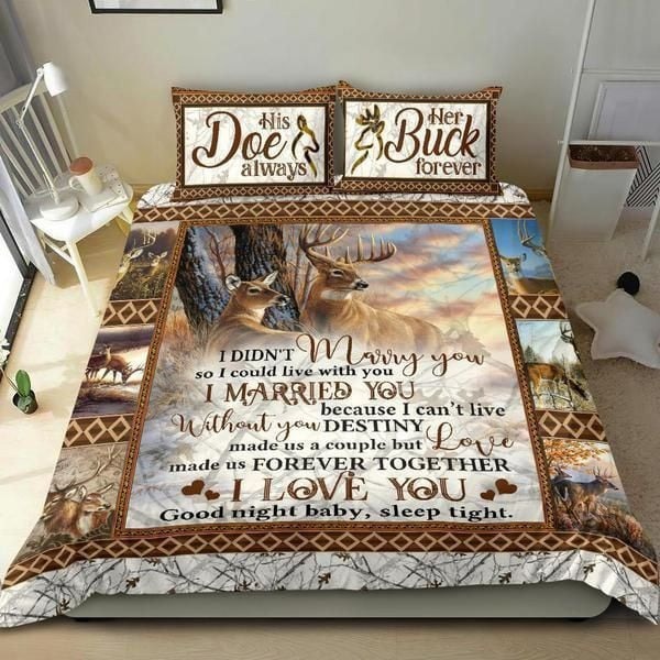 Couple deer bedding set his doe always & her buck forever