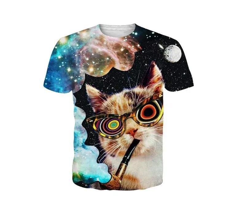 Creative crazy galaxy cat animal all over print tshirt
