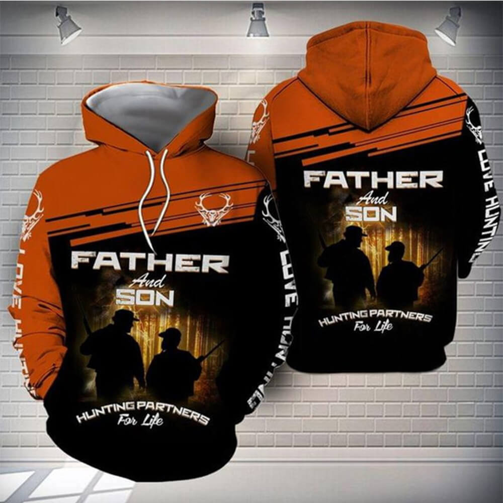 Dad 3d hoodie for men father and son hunting partners for life
