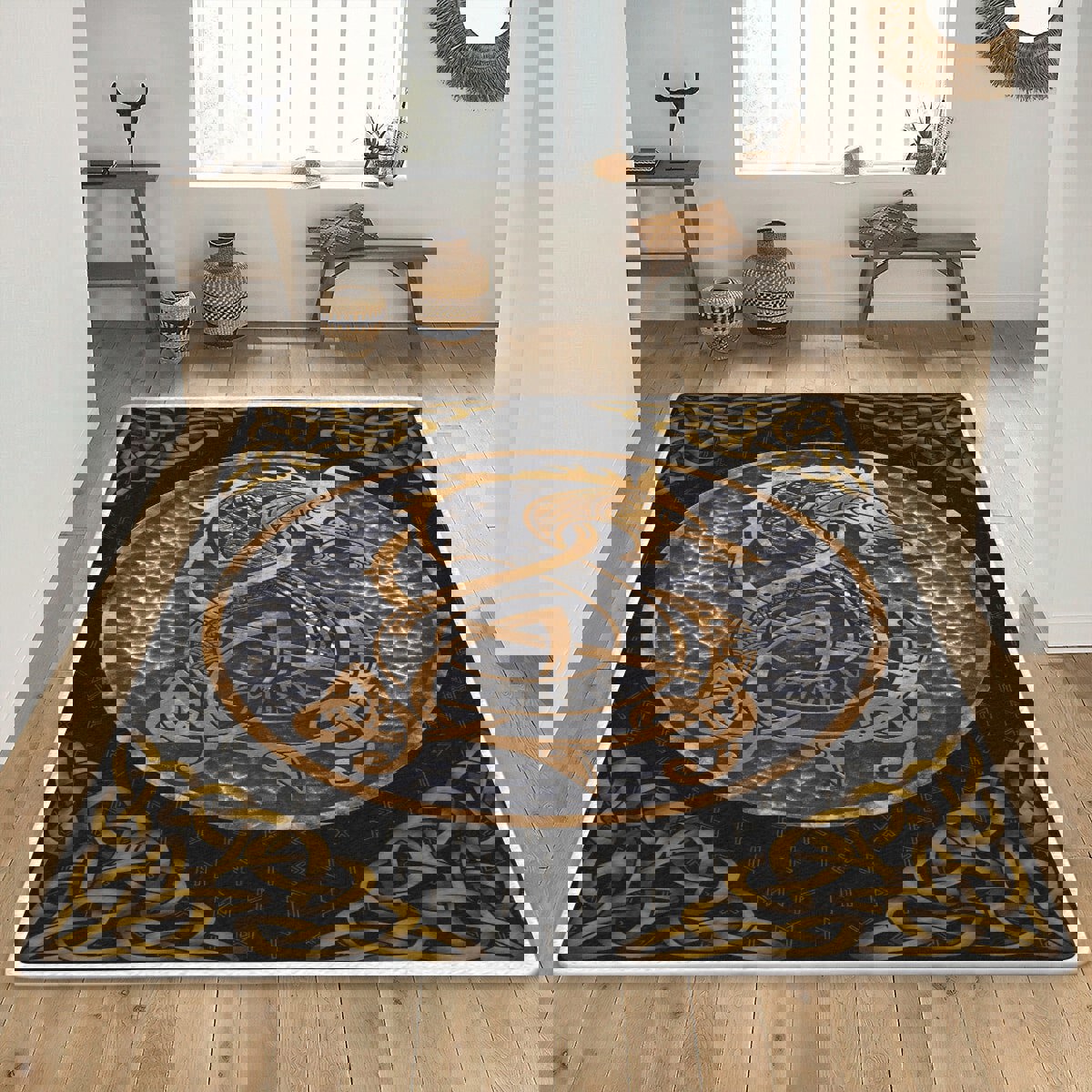 Dragon fenrir viking rug