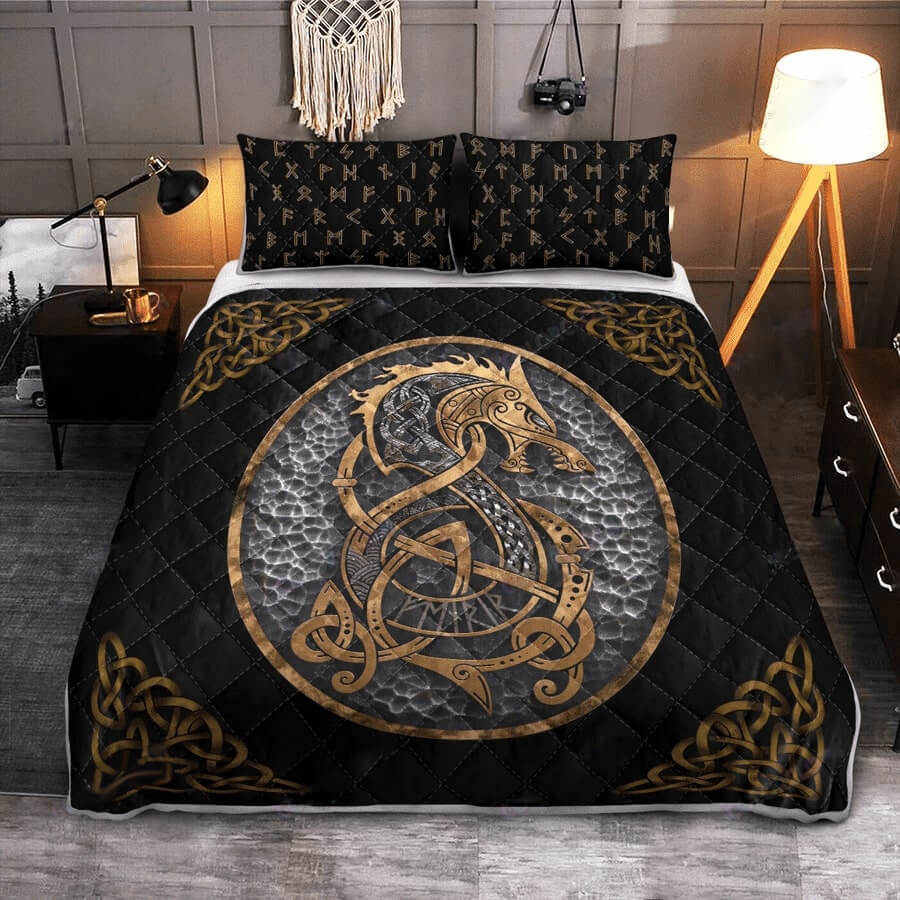 Dragon viking quilt set
