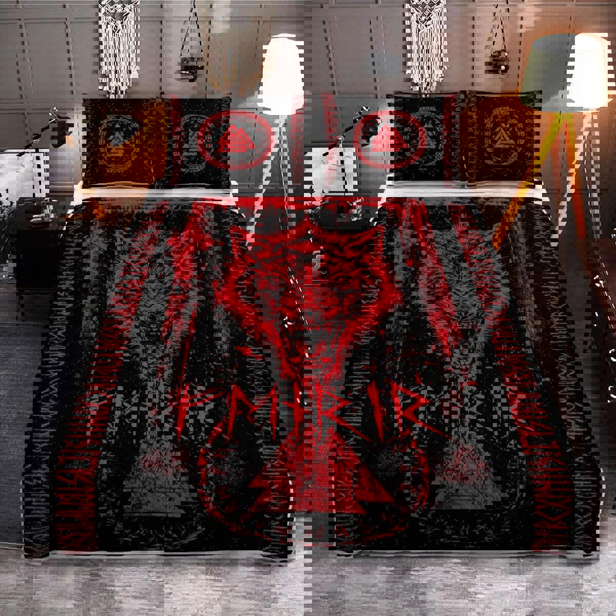 Fenrir wolf viking quilt set