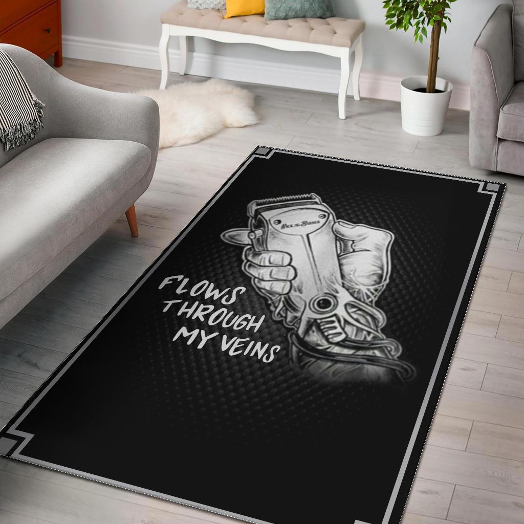 Flows though my veins barber rug