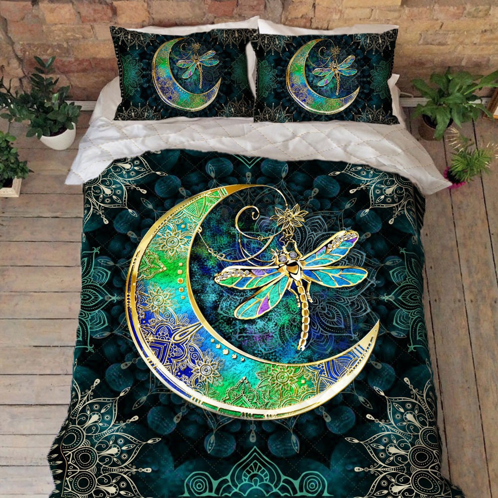 Hippie dragonfly quilt bedding set