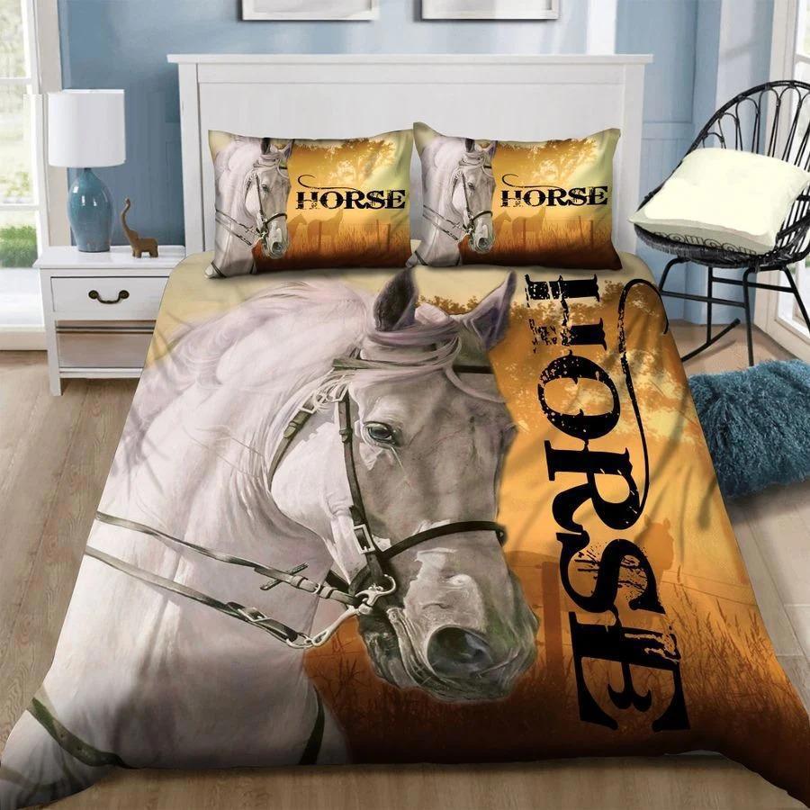 Horse bedding set white horse