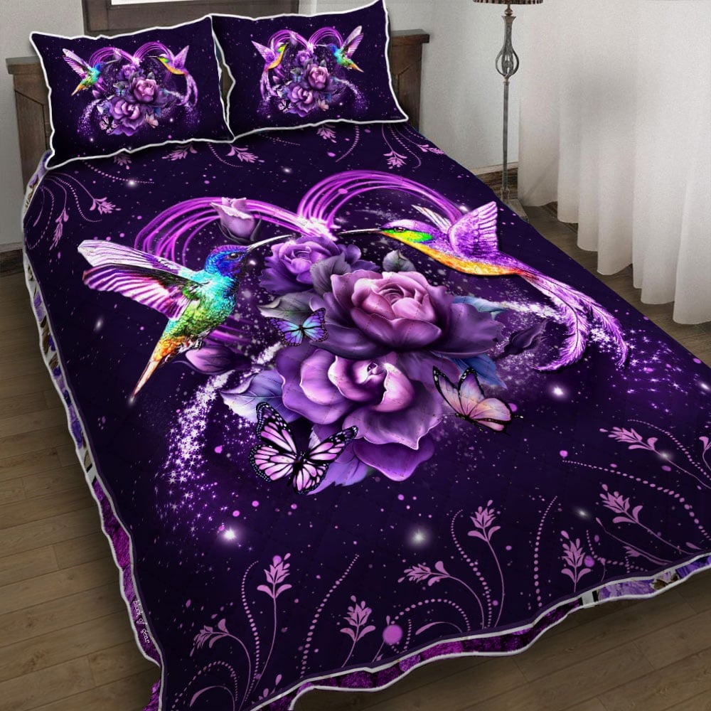 Hummingbird quilt bedding set