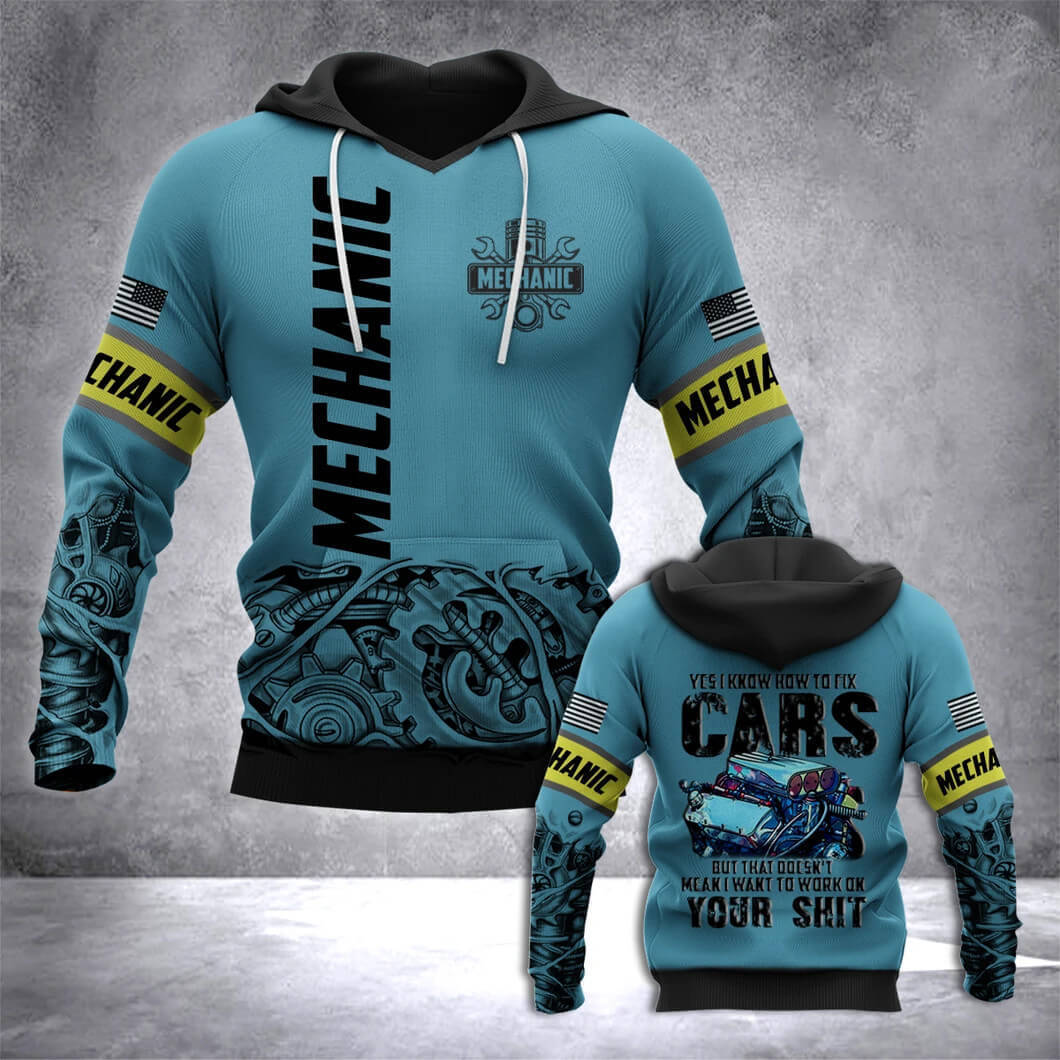 Mechanic 3d hoodie i know how to fix cars