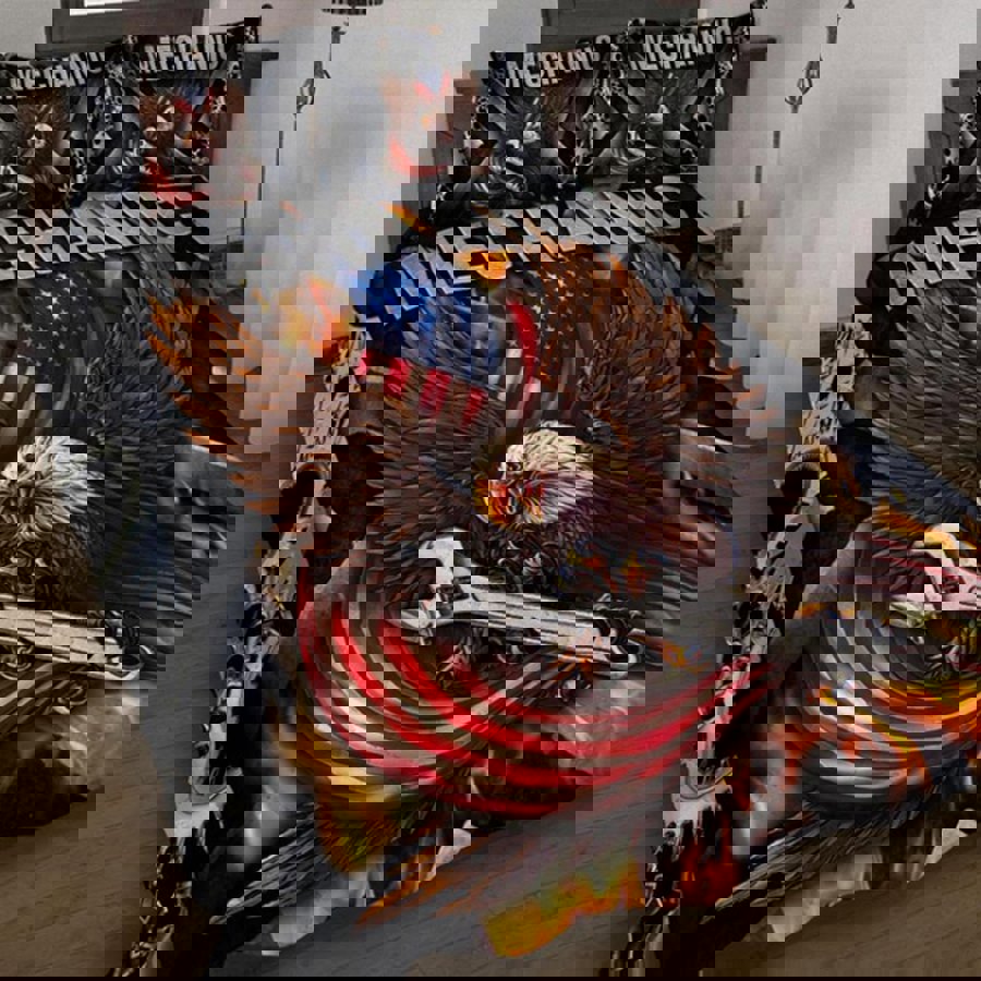 Mechanic quilt set american flag eagle