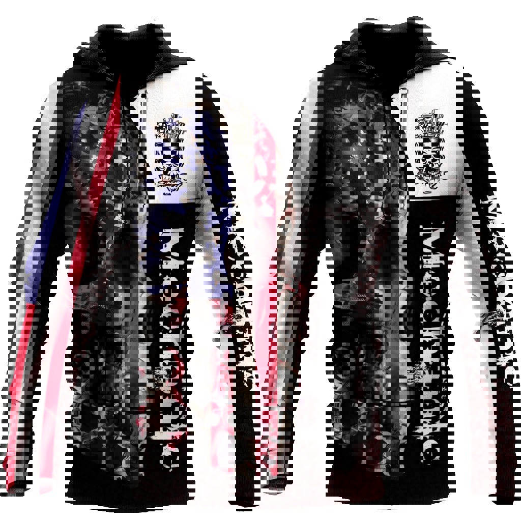 Mechanic skull 3d hoodie american flag