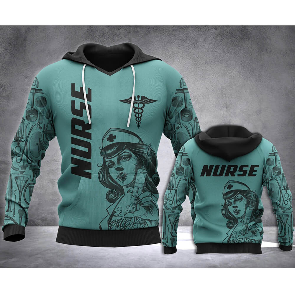 Nurse 3d hoodie nurse with needle