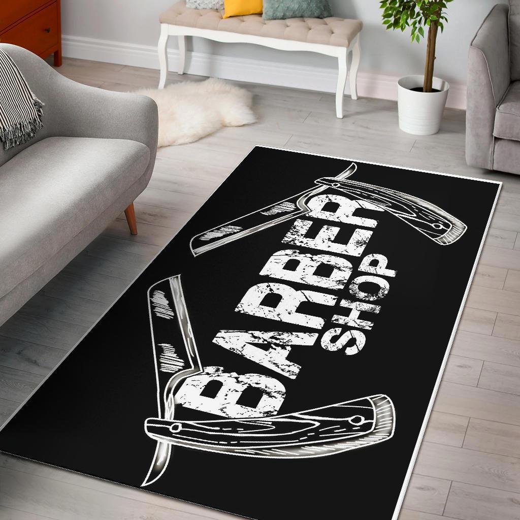 Old razor barber rug black