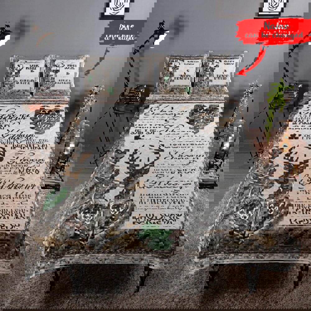 Personalized deer couple quilt set i choose you