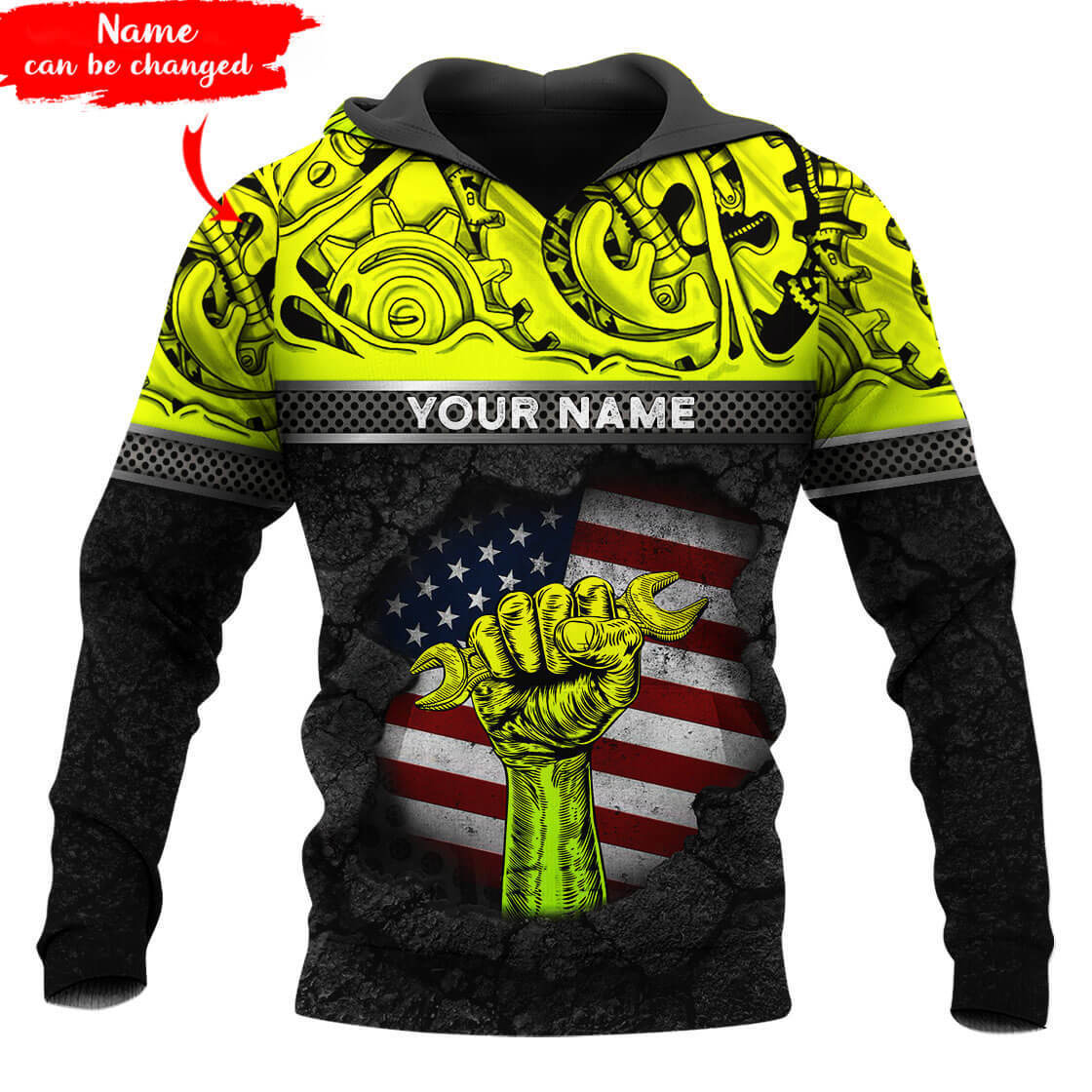 Personalized mechanic 3d hoodie american flag