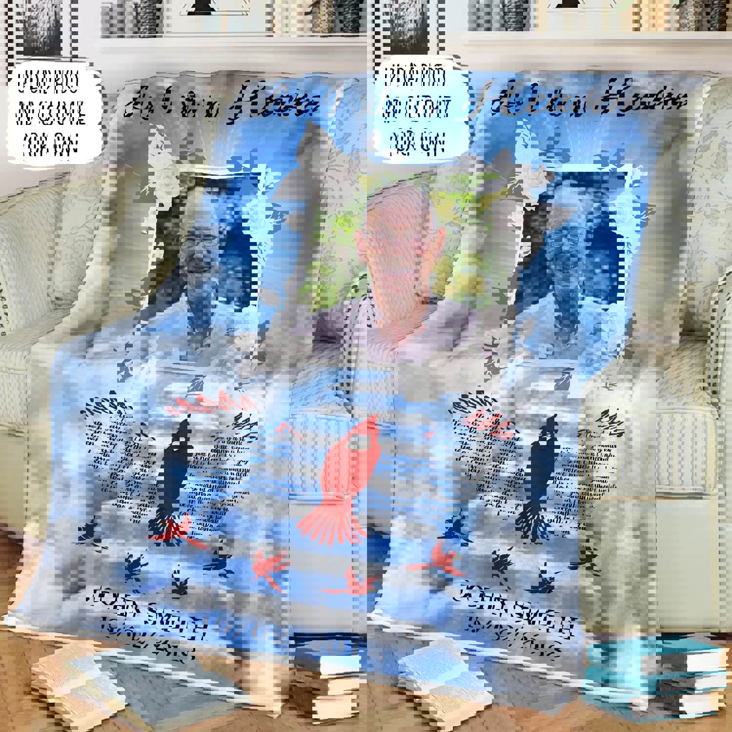 Personalized memorial blanket as i sit in the heaven cardinal blanket