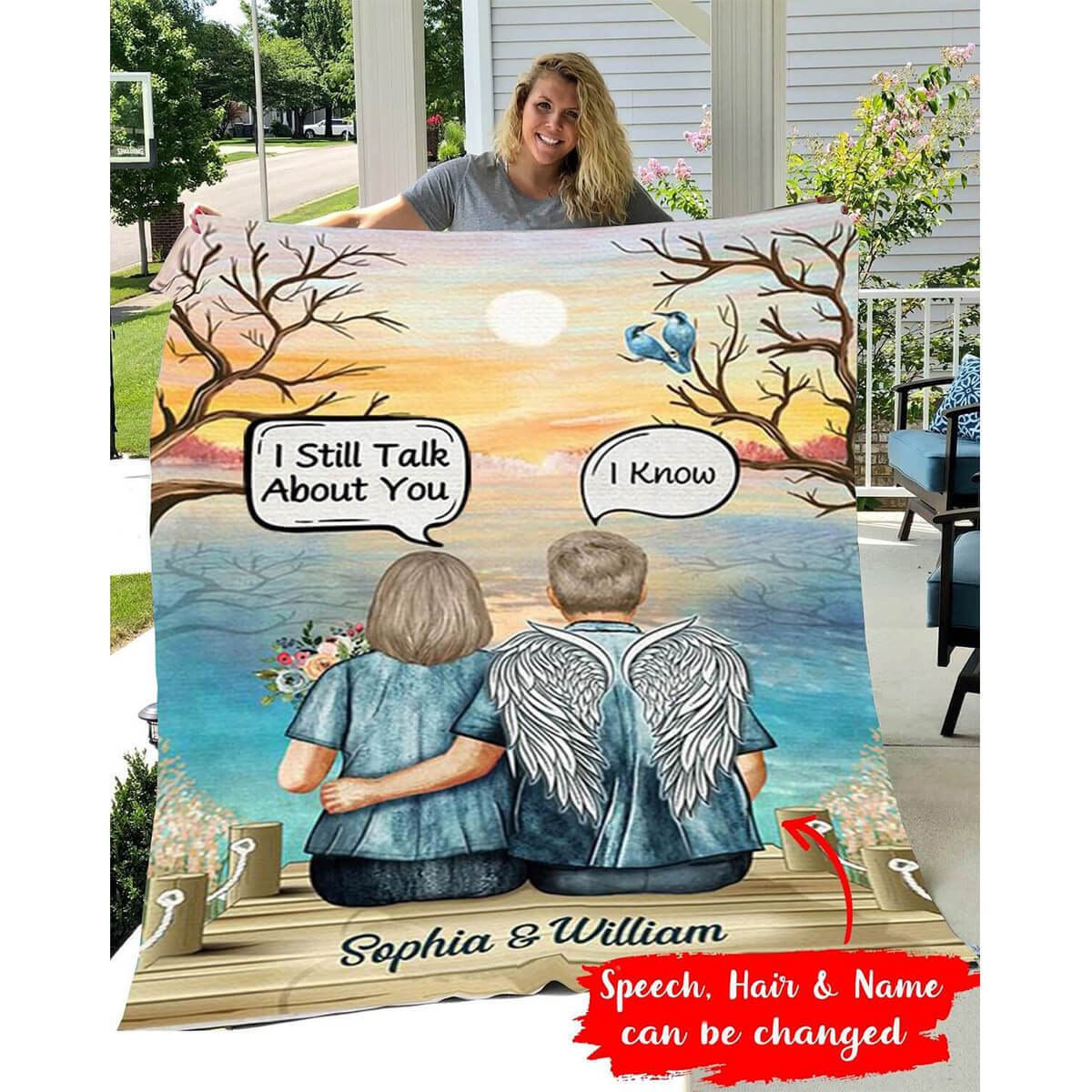 Personalized memorial blanket i still talk about you gift for old couple