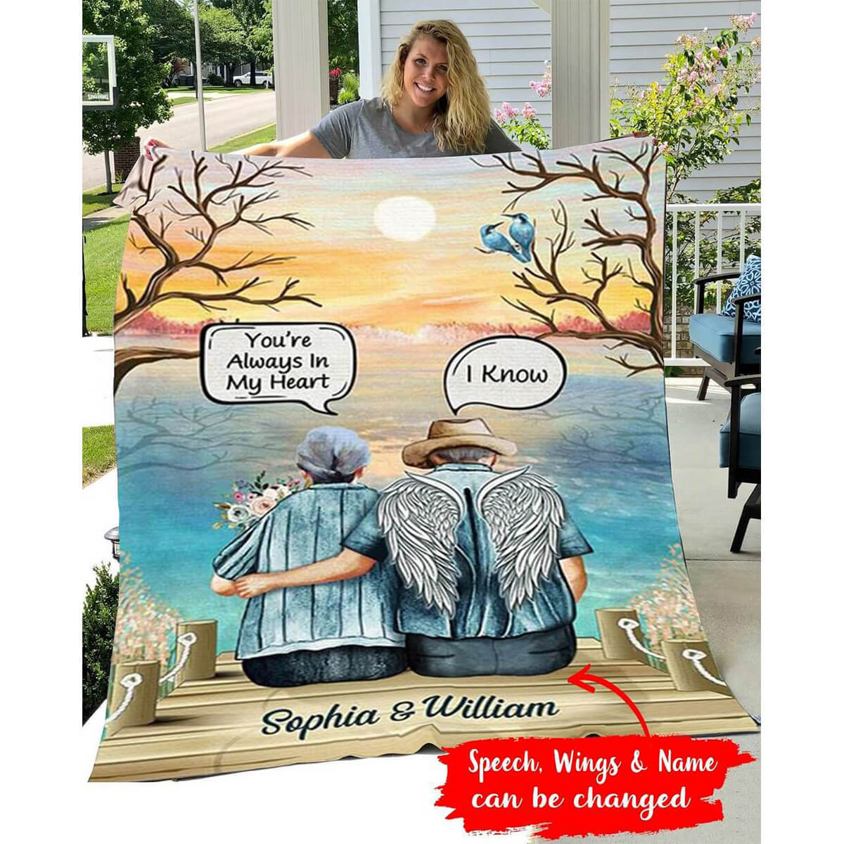 Personalized memorial blanket you are always in my heart