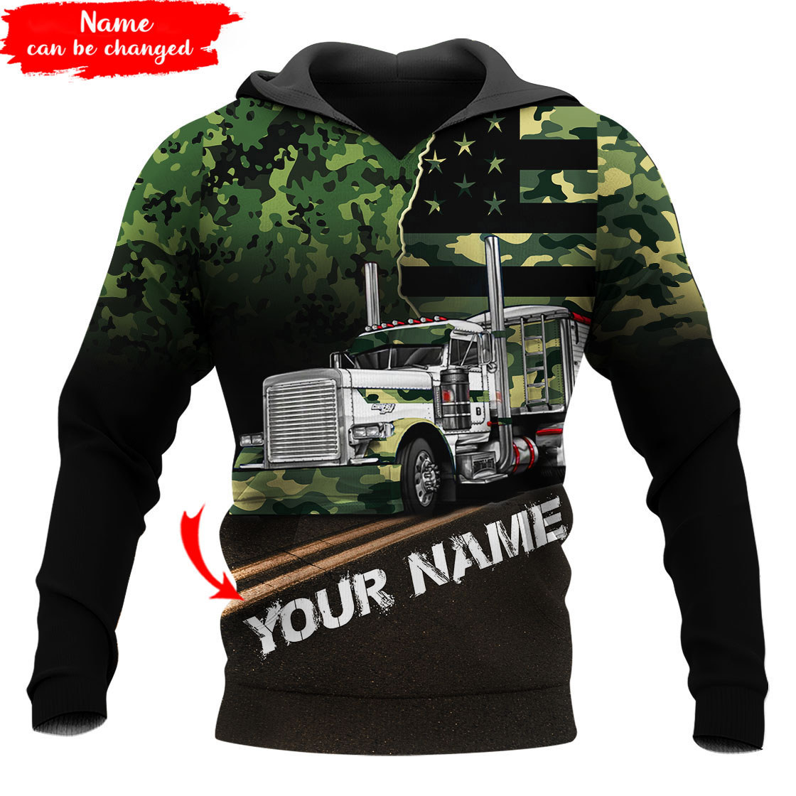 Personalized trucker 3d hoodie for men
