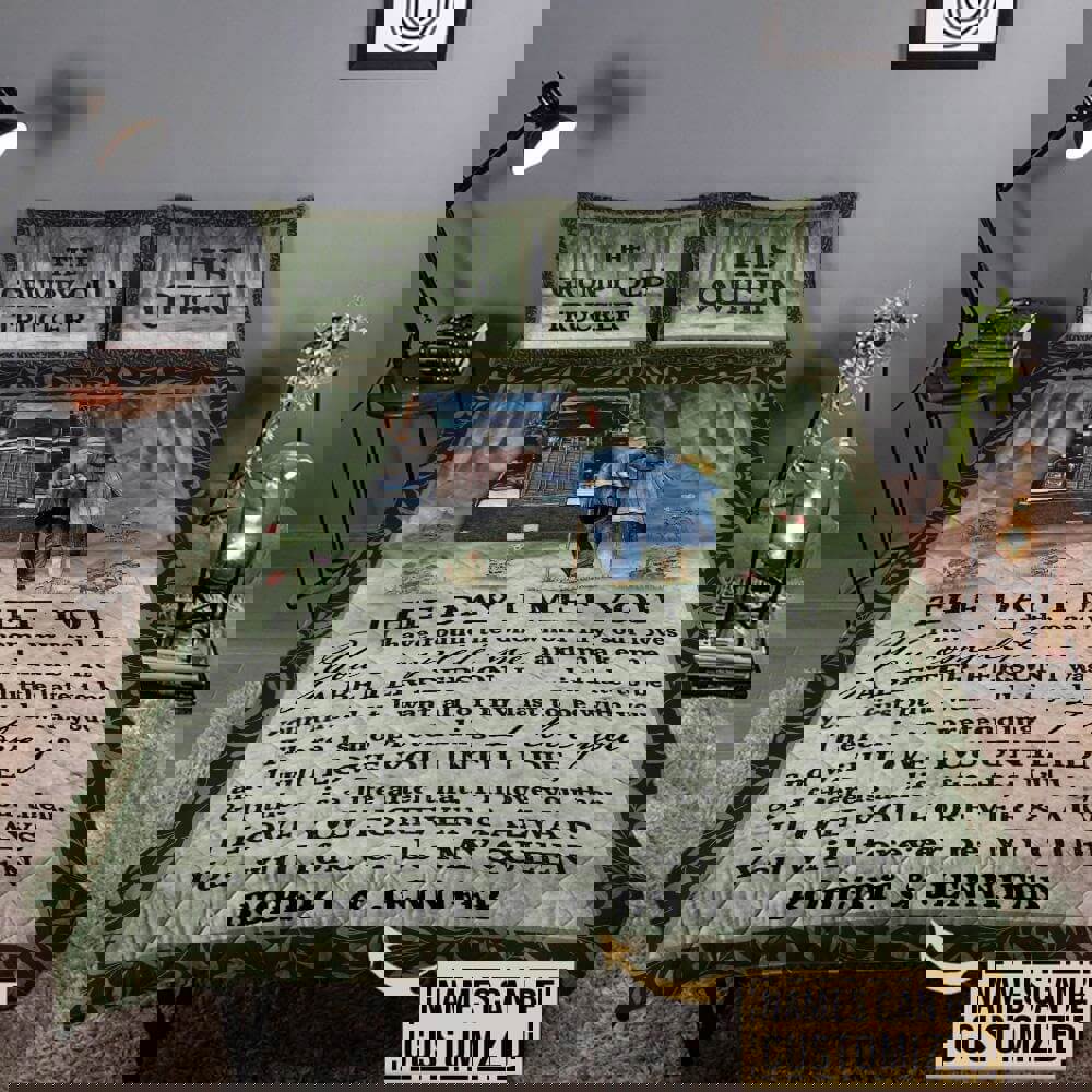 Personalized trucker quilt set gift for old couple the day i met you