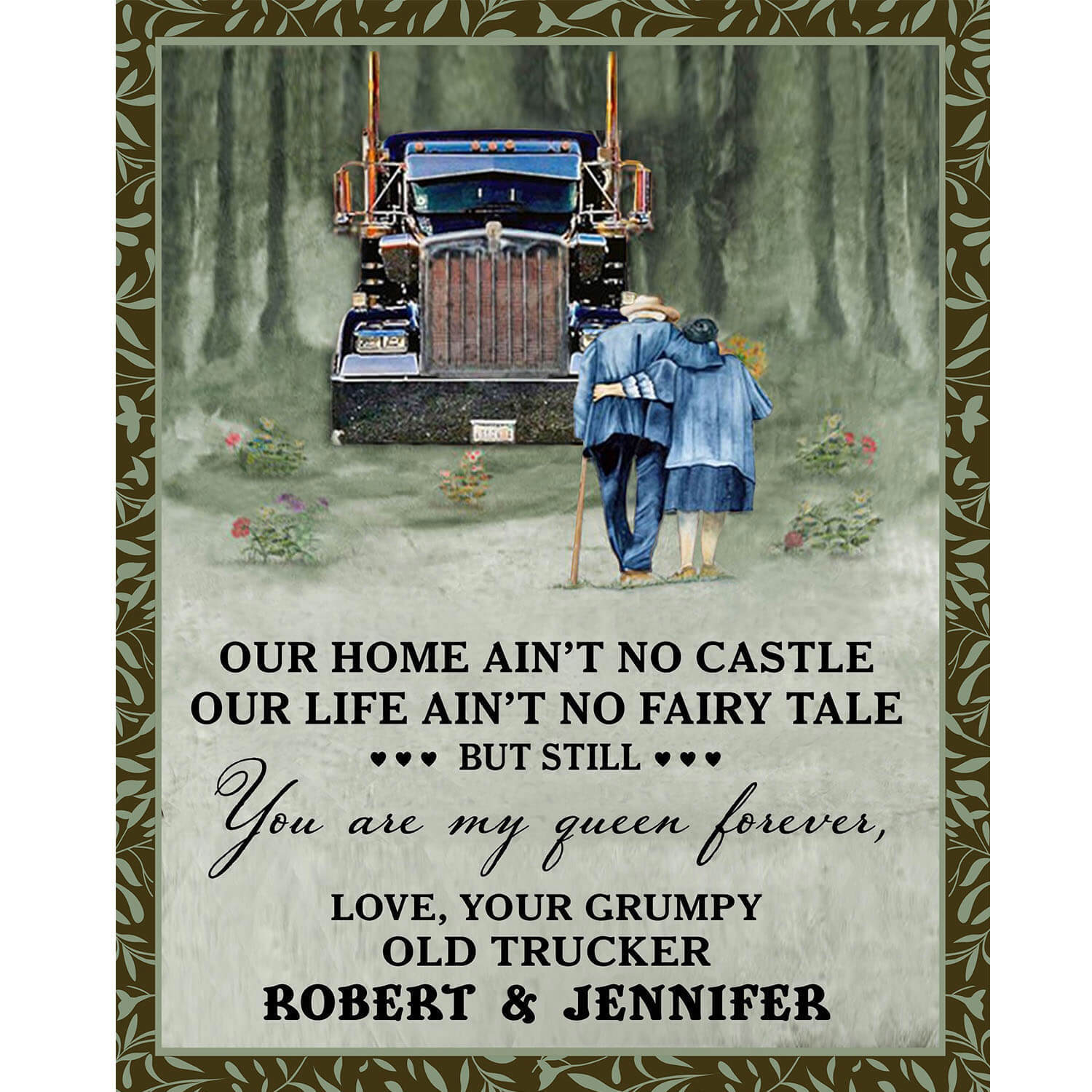 Personalized trucker wife blanket you are my queen