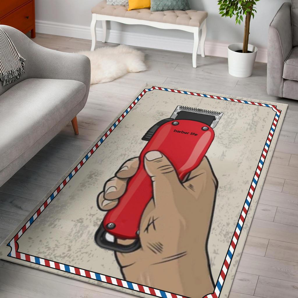Red clipper barber rug