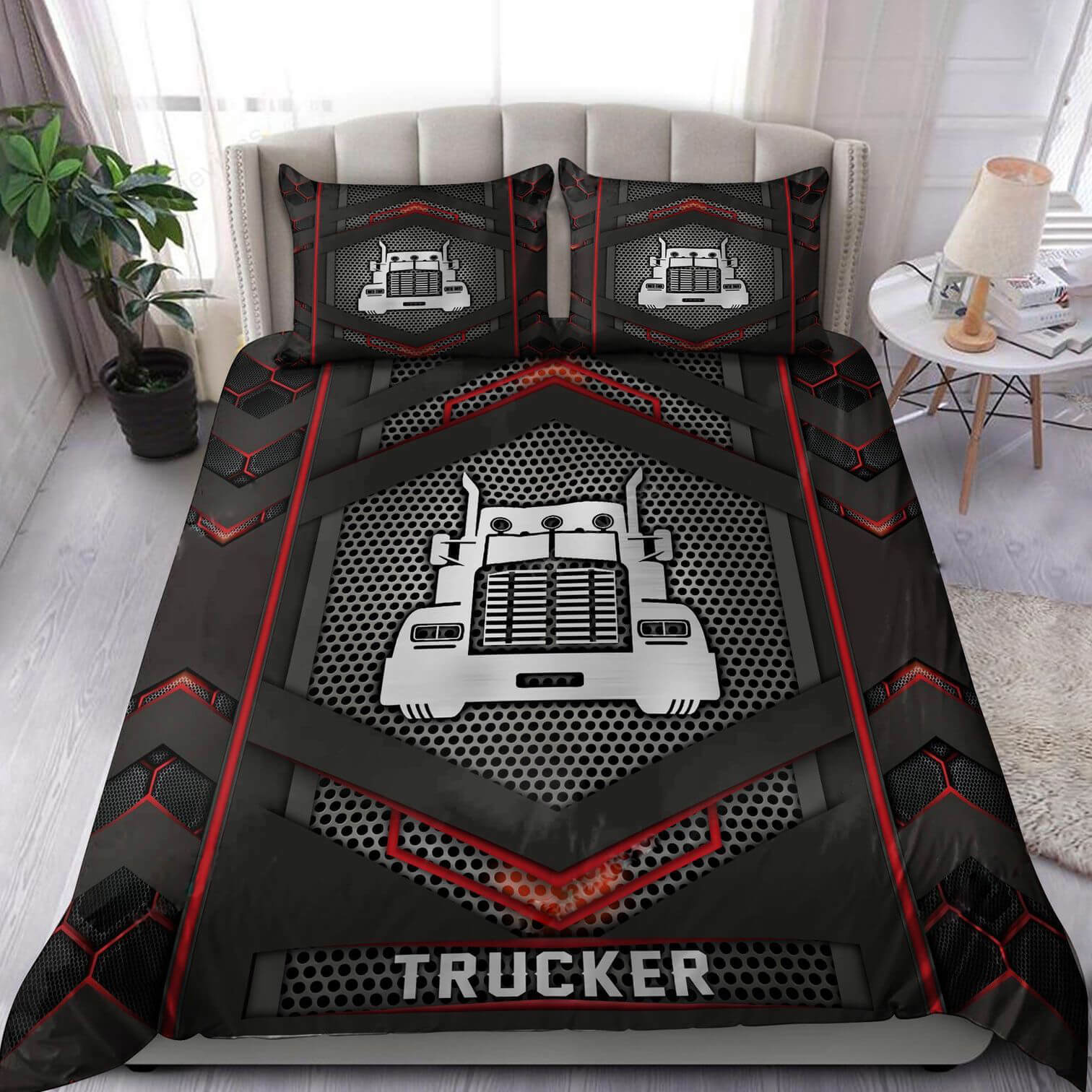 Trucker bedding set black bedding set