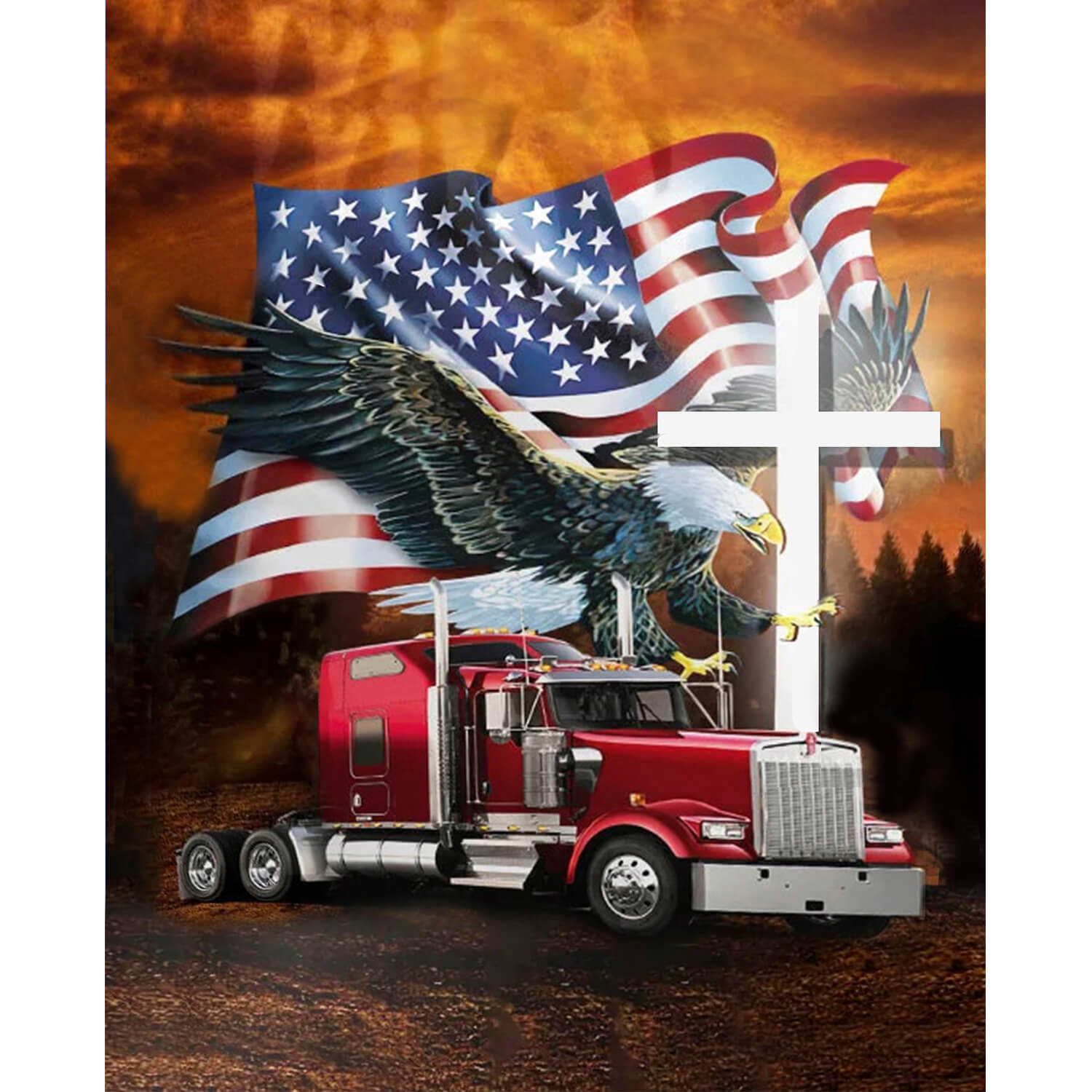 Trucker blanket american flag eagle