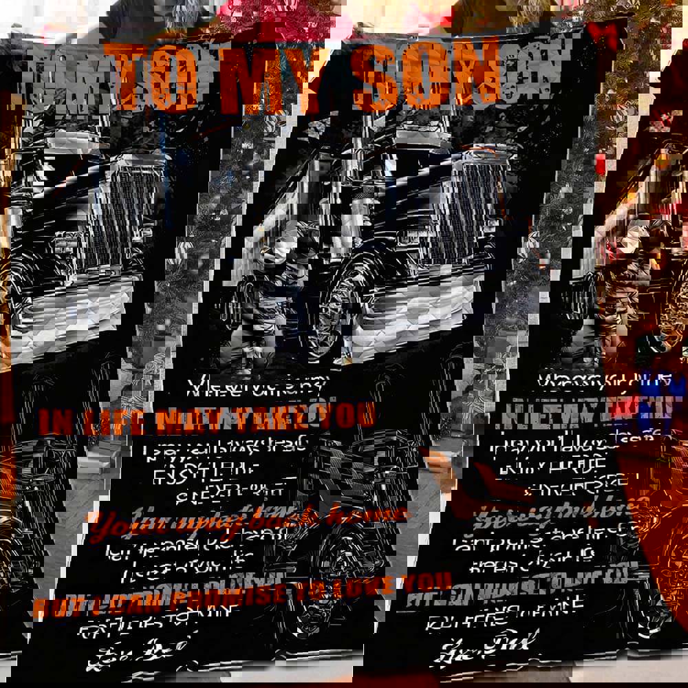 Trucker quilt blanket to my son from dad i can promise to love you for the rest of mine