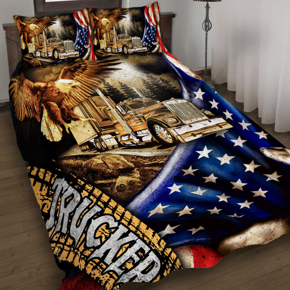 Trucker quilt set american flag eagle