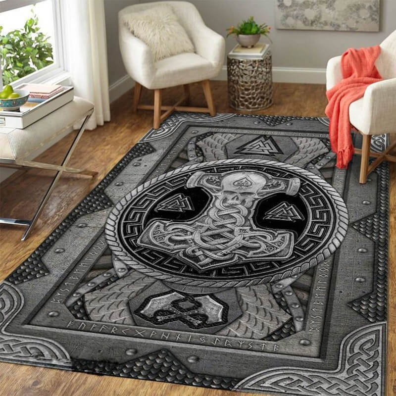 Valknut rune mjolnir viking rug