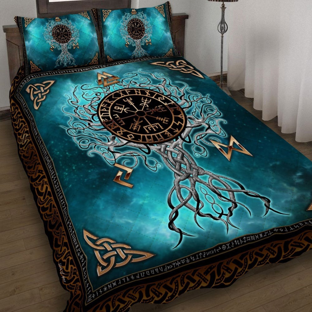 Viking quilt set celtic tree of life