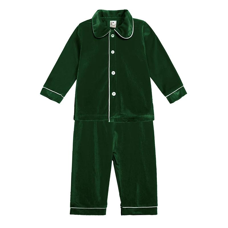 1-11Y Baby Boy Girl Christmas Essential Warm Winter Red Velvet Pajamas Set Toddler Long Sleeve Lace Sleepwear Kids Clothing Suit