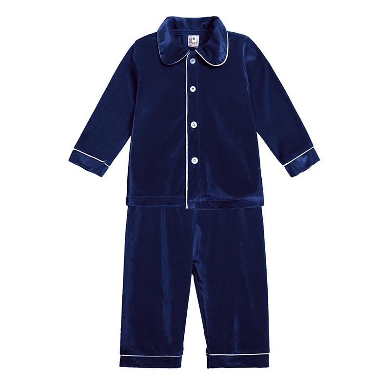 1-11Y Baby Boy Girl Christmas Essential Warm Winter Red Velvet Pajamas Set Toddler Long Sleeve Lace Sleepwear Kids Clothing Suit