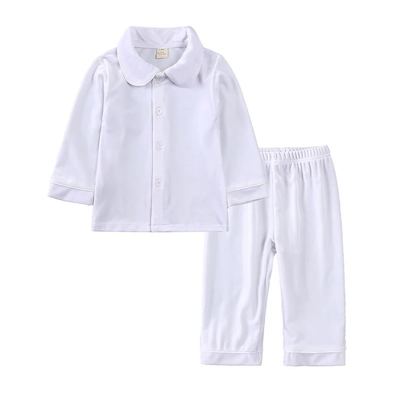 1-11Y Baby Boy Girl Christmas Essential Warm Winter Red Velvet Pajamas Set Toddler Long Sleeve Lace Sleepwear Kids Clothing Suit