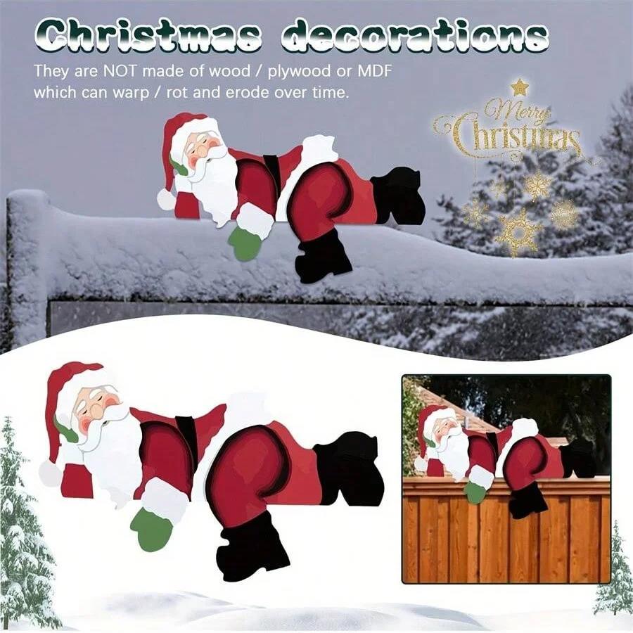 1PC Christmas Snowman Fence Peeper Santa Claus Fence Outdoor Wall Decoration Christmas Outdoor Decoration