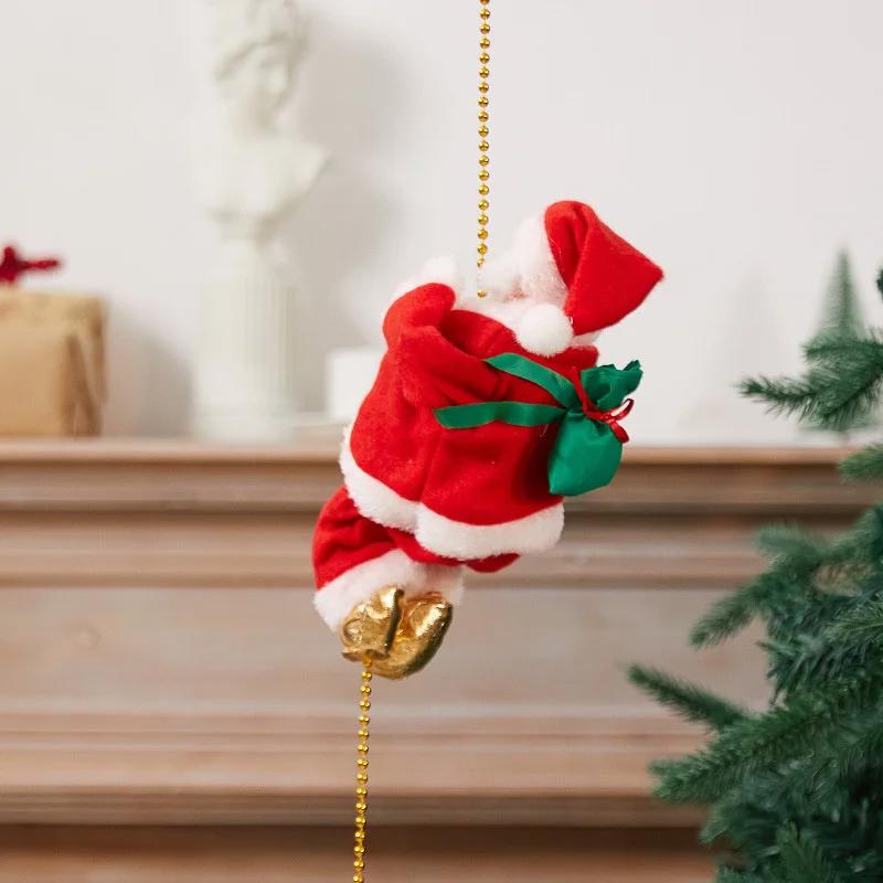 1PC Electric Climbing Ladder Music Santa Claus Decoration For Home Christmas Tree Hanging Decor New Year Gift Christmas Ornament
