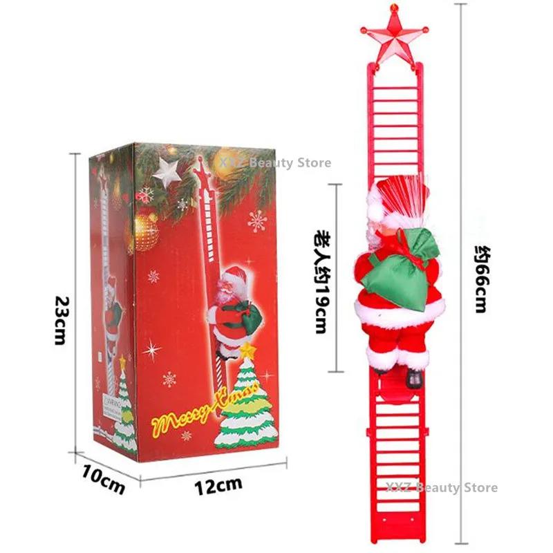 1PC Electric Climbing Ladder Music Santa Claus Decoration For Home Christmas Tree Hanging Decor New Year Gift Christmas Ornament