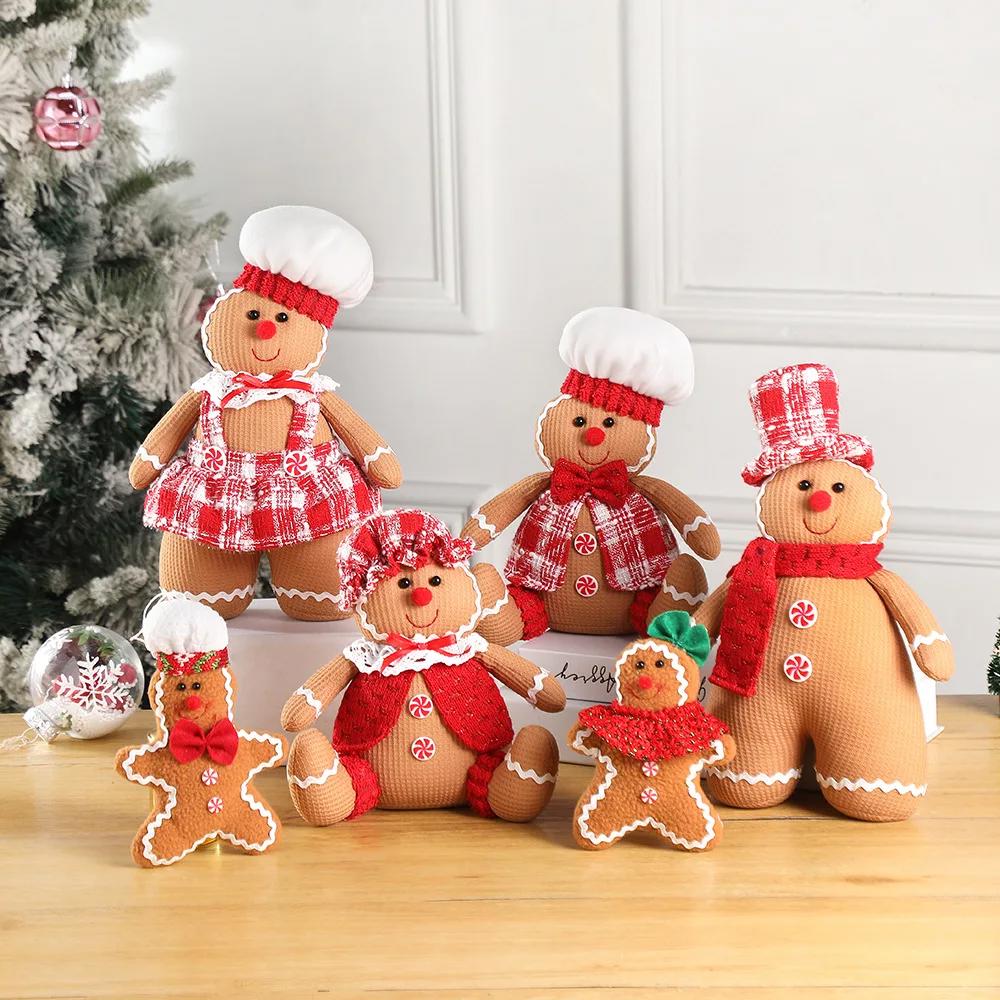 2024 Christmas Gingerbread Man Couple  Doll Tabletop Decoration Pieces Perfect for Family Holiday Scenes Layout Props and Gifts