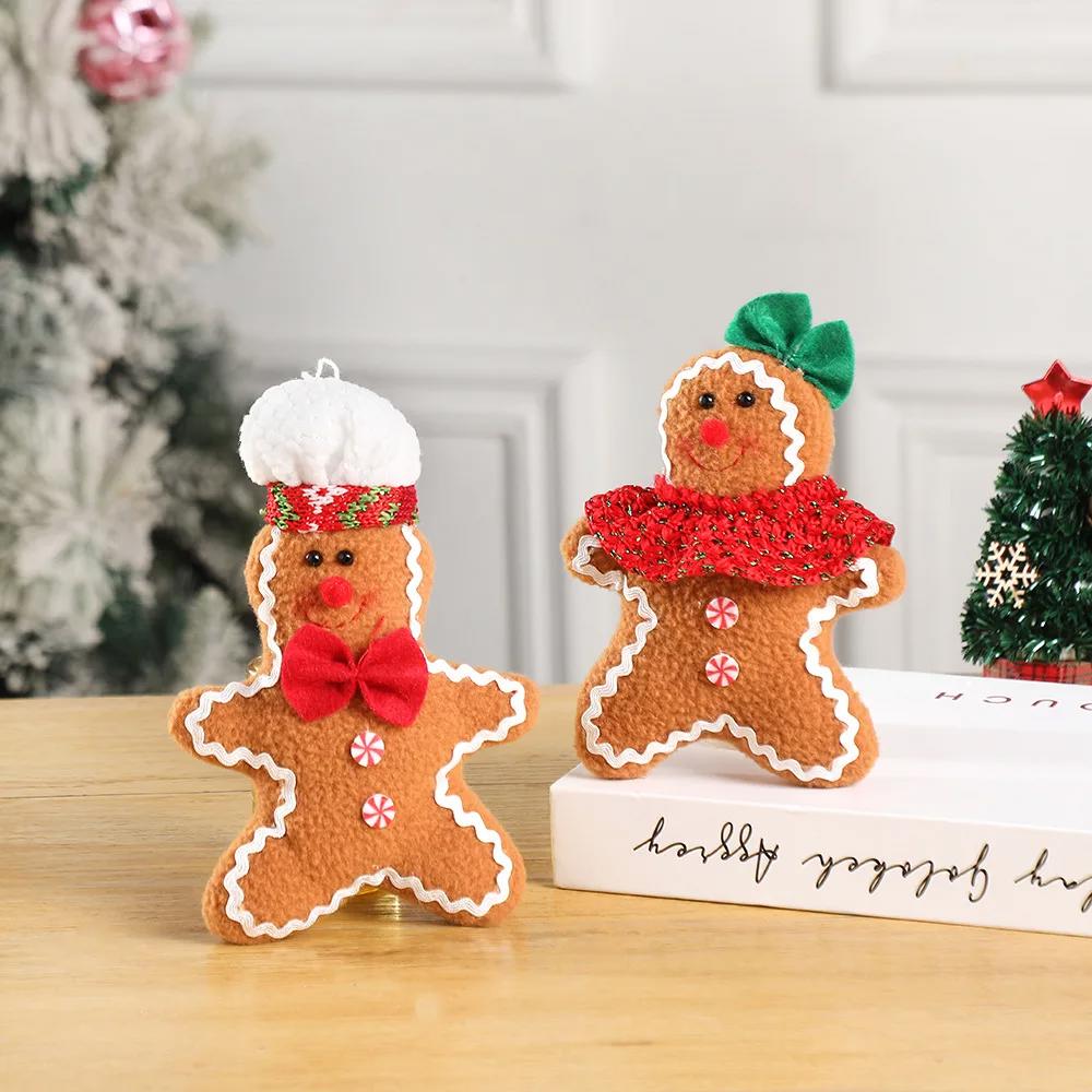 2024 Christmas Gingerbread Man Couple  Doll Tabletop Decoration Pieces Perfect for Family Holiday Scenes Layout Props and Gifts