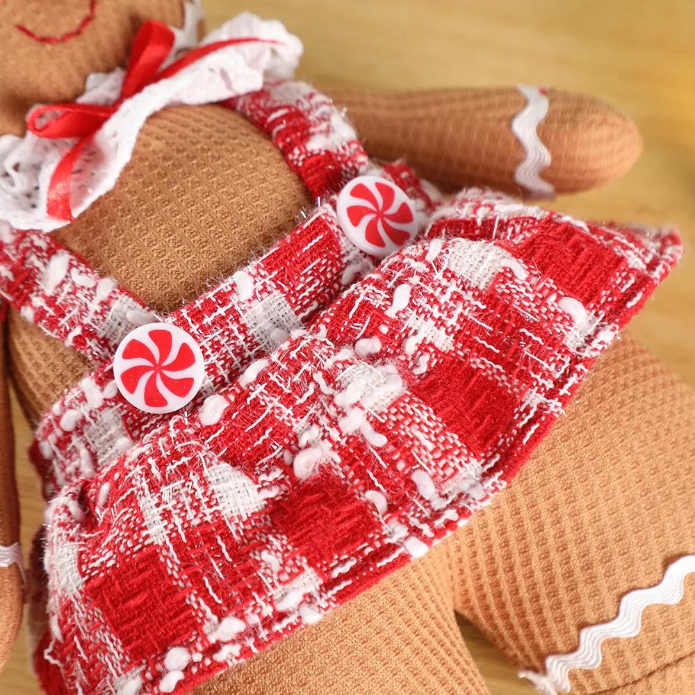 2024 Christmas Gingerbread Man Couple  Doll Tabletop Decoration Pieces Perfect for Family Holiday Scenes Layout Props and Gifts