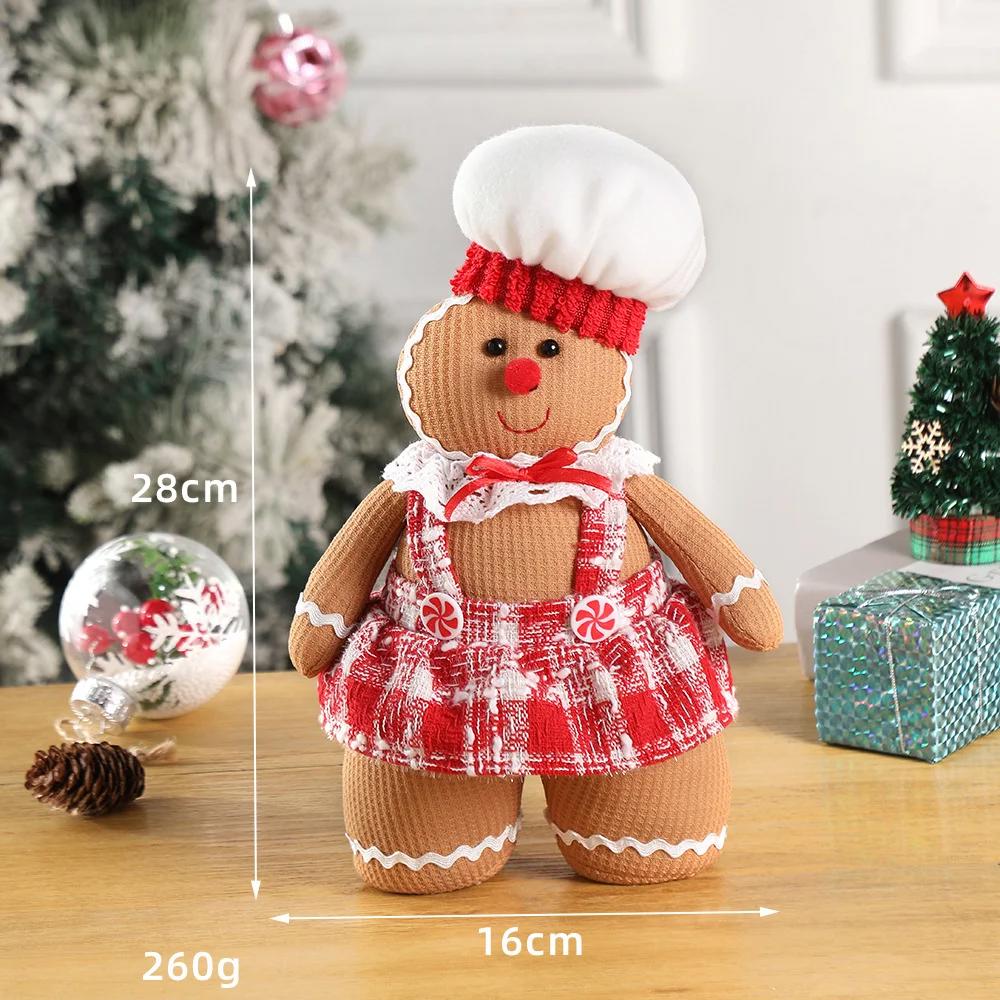 2024 Christmas Gingerbread Man Couple  Doll Tabletop Decoration Pieces Perfect for Family Holiday Scenes Layout Props and Gifts