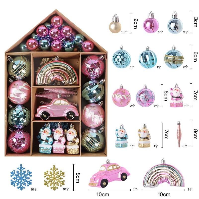 70 Pcs Christmas Ornaments Christmas Ball Set Xmas Tree Hanging Pendants Navidad Noel Decoration Home New Year Gifts 2023