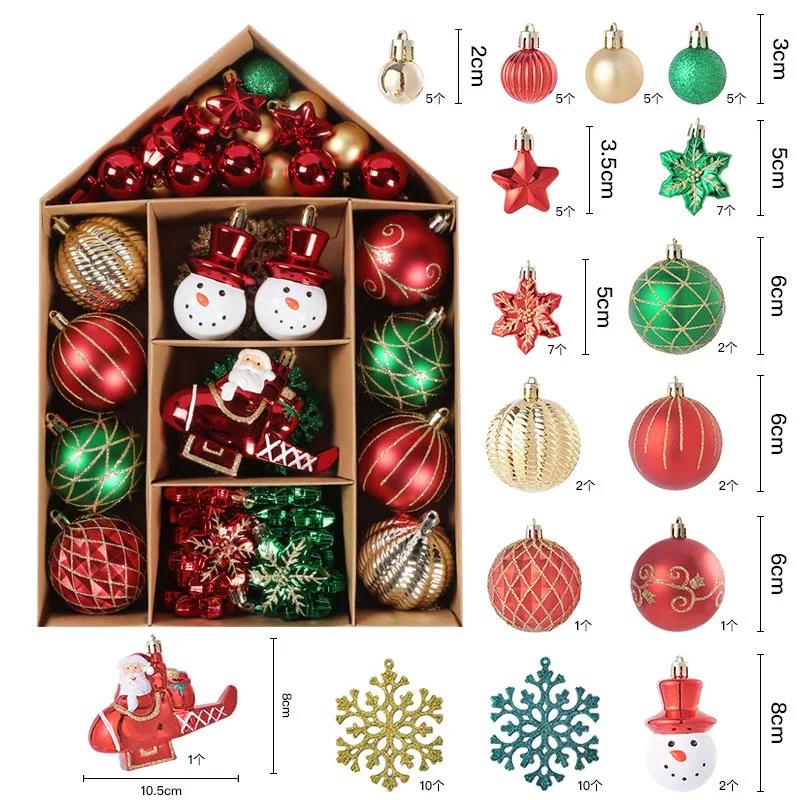 70 Pcs Christmas Ornaments Christmas Ball Set Xmas Tree Hanging Pendants Navidad Noel Decoration Home New Year Gifts 2023