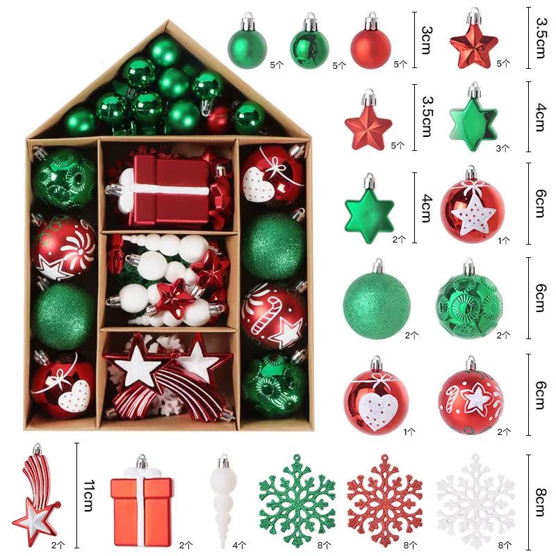 70 Pcs Christmas Ornaments Christmas Ball Set Xmas Tree Hanging Pendants Navidad Noel Decoration Home New Year Gifts 2023