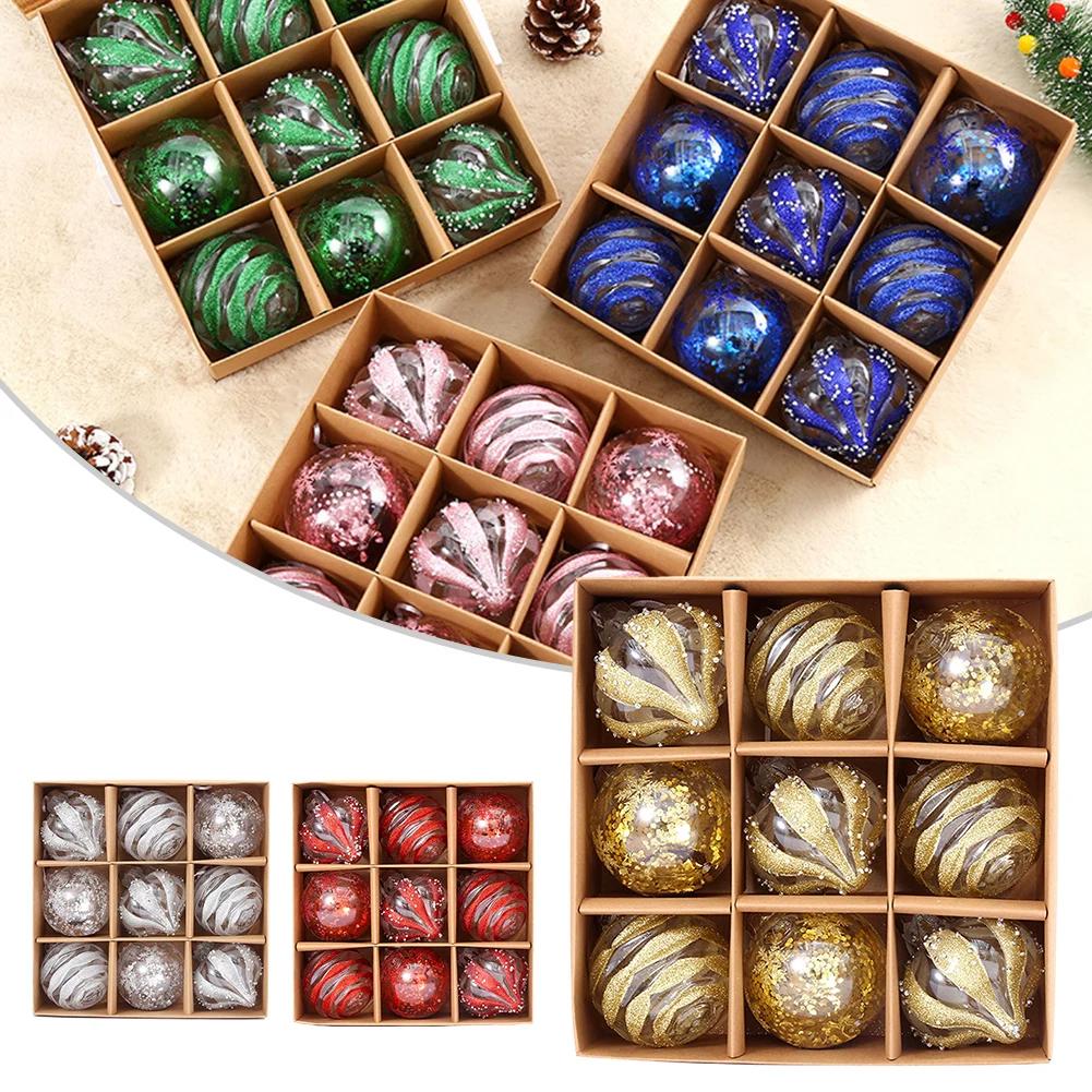 9PCS 8cm Christmas Ball Ornaments Tree Decorations For Holiday Wedding Party For Decoration Hanging Decor